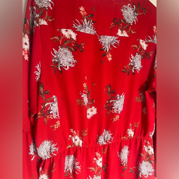 Stella Tweed Y2K plus size red and white floral Belle sleeve tunic top size 2x - Picture 5 of 9